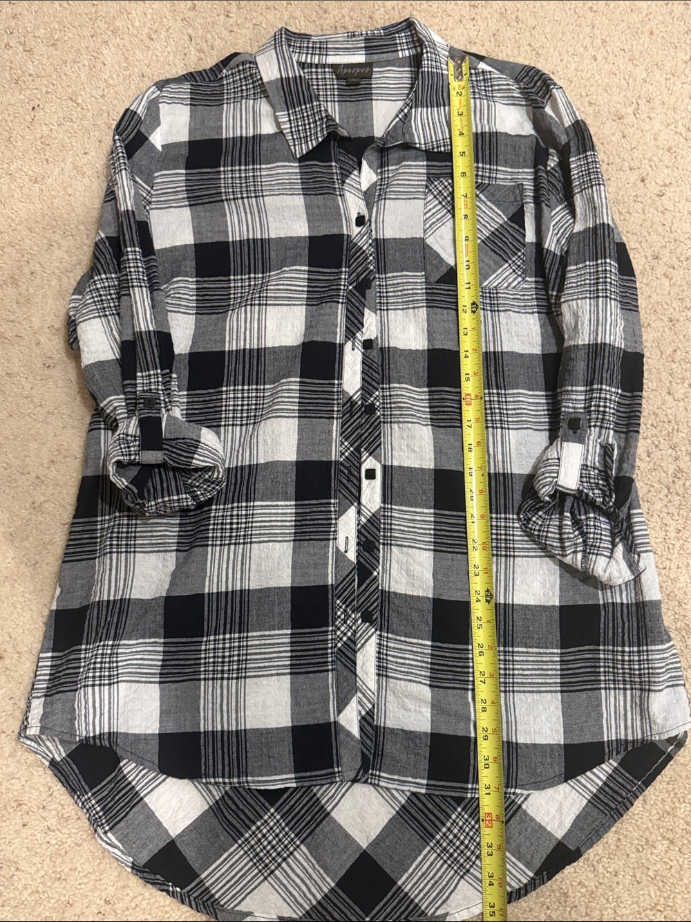 Women’s Black & White Plaid Button-Up Shirt
